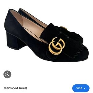 Gucci Marmont black suede leather heels